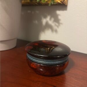 Alabaster Red and Black Round Trinket Box